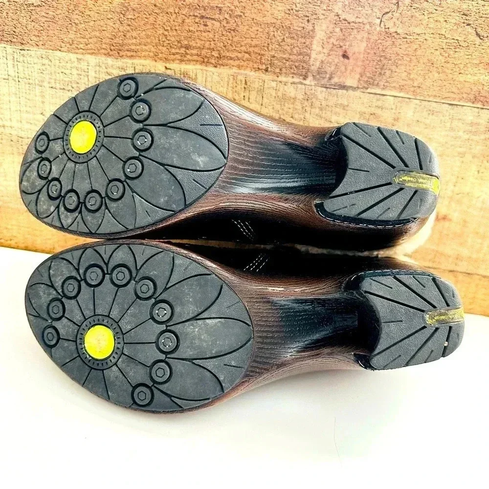 Jambu Holland Black Leather Sherpa Fur Trim Booties